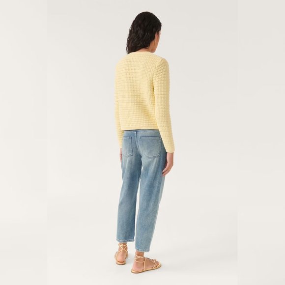 NWOT Ba&sh Gaspard Knitted Cardigan in Yellow Long Sleeves Cotton Button Pockets - Picture 5 of 7
